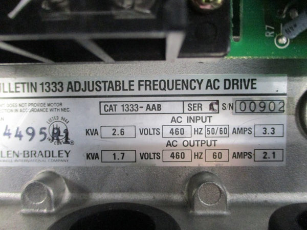 ALLEN BRADLEY 1333-AAB SER. A 460VAC 3.3A NSNP