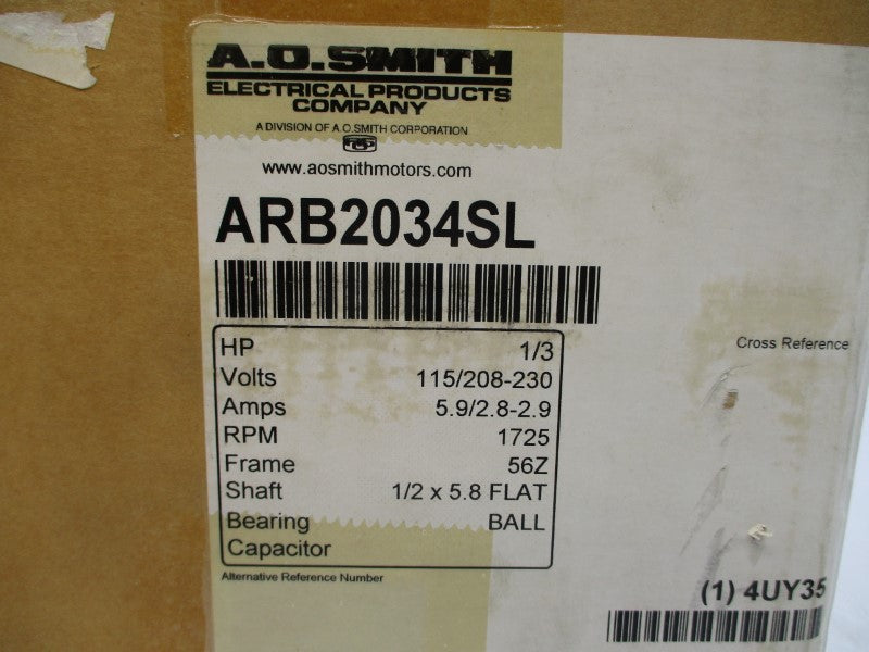 A.O. SMITH ARB2034SL 115/208-230VAC 5.9/2.8-2.9A NSMP