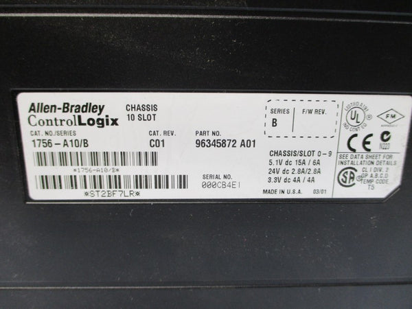 ALLEN BRADLEY 1756-A10 SER. B 24VDC 15A NSNP
