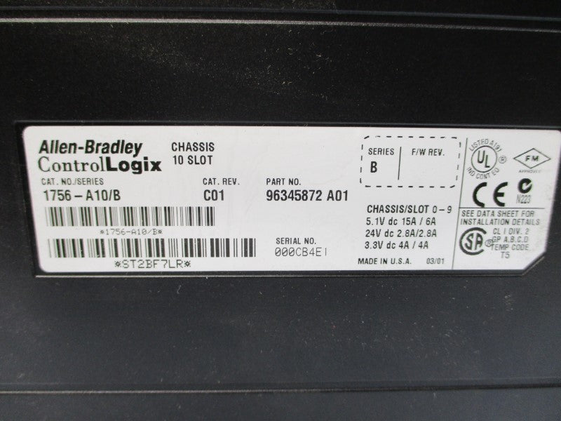 ALLEN BRADLEY 1756-A10 SER. B 24VDC 15A NSNP