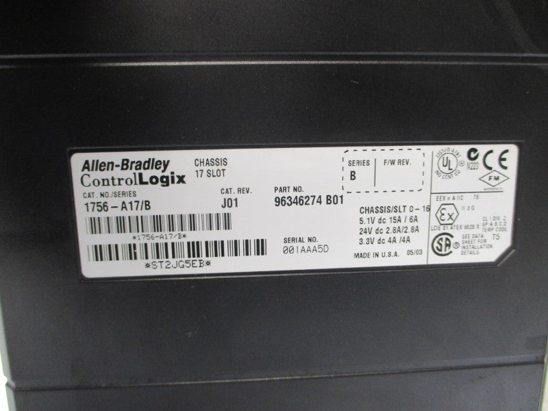 ALLEN BRADLEY 1756-A17 SER. B 24VDC 15A NSNP