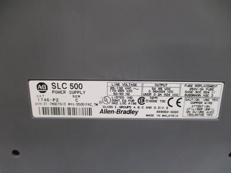 ALLEN BRADLEY 1746-P2 1746-A13 SER. B 85-132VAC 5A (AS PICTURED) UNMP