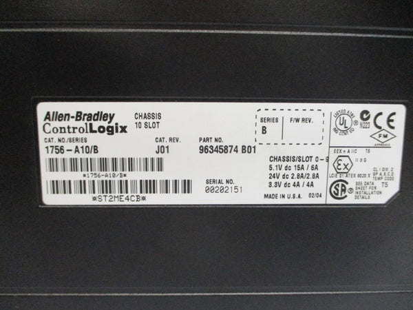 ALLEN BRADLEY 1756-A10 SER. B 24VDC 15A NSMP