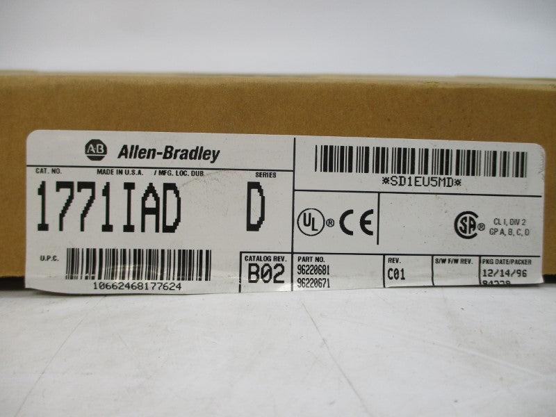 ALLEN BRADLEY 1771-IAD SER. D 120VAC/DC 0.195A NSMP