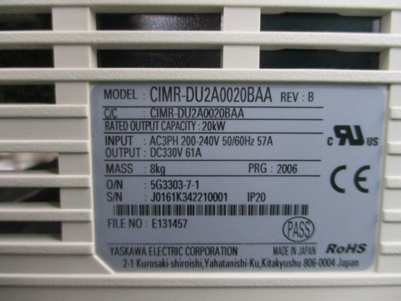 YASKAWA ELECTRIC CIMR-DU2A0020BAA 200-240VAC 57A NSNP