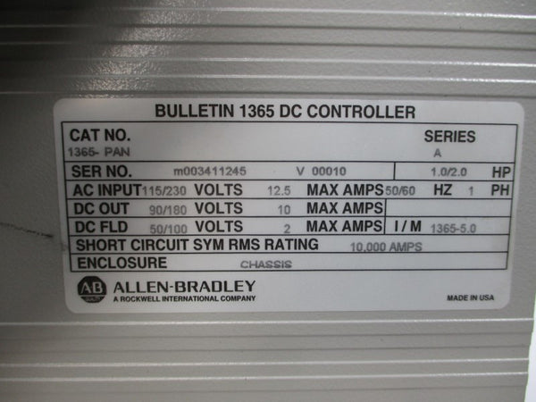 ALLEN BRADLEY 1365-PAN SER. A 115/230VAC 12.5A NSMP