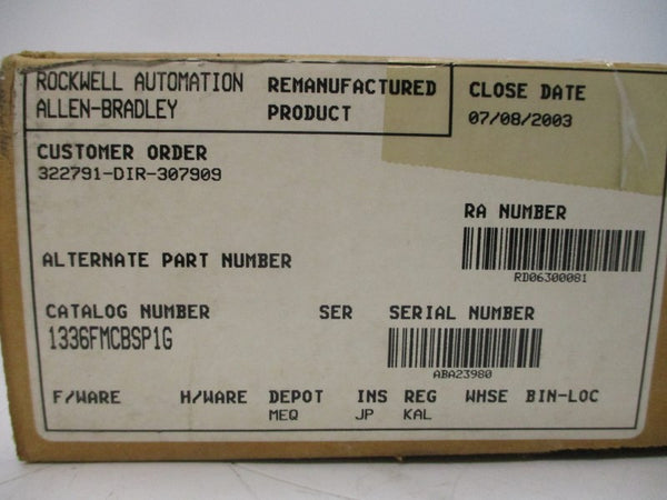 ALLEN BRADLEY 1336F-MCB-SP1G 184699 REV. 24 REMAN