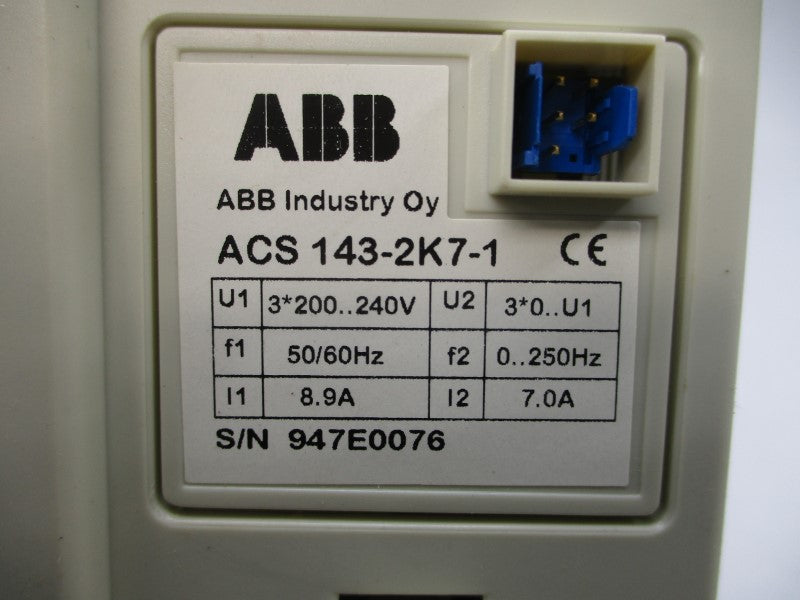 ABB ACS143-2K7-1 200-240V 8.9/7.0A NSMP