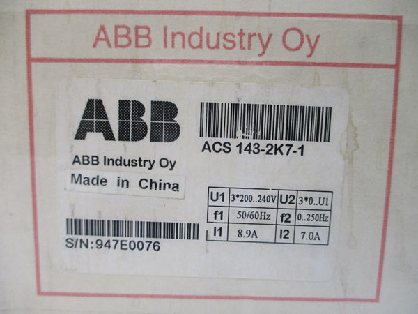 ABB ACS143-2K7-1 200-240V 8.9/7.0A NSMP