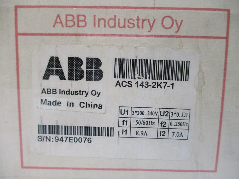 ABB ACS143-2K7-1 200-240V 8.9/7.0A NSMP
