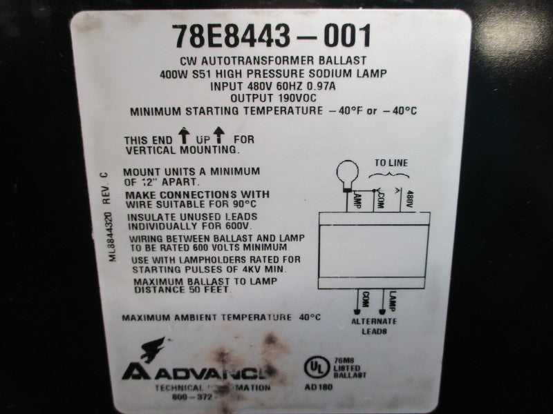 ADVANCE 78E8443001 480V 0.97A NSMP