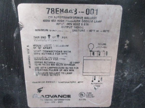 ADVANCE 78E8443-001 480V 0.97A UNMP