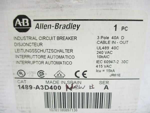 ALLEN BRADLEY 1489-A3D400 SER. A 240V 40A NSMP