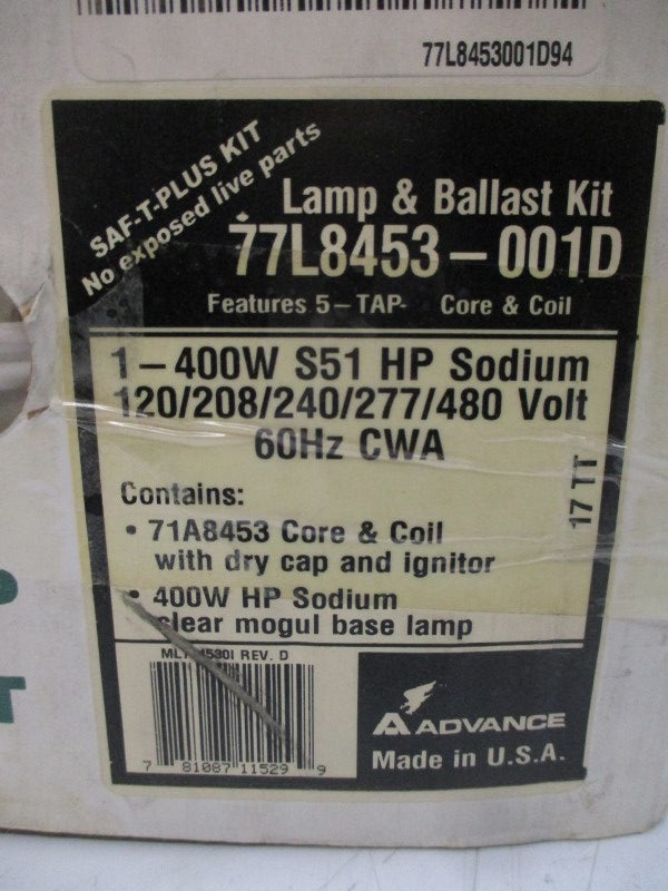 ADVANCE 77L8453-001D 480V 3.85A NSMP