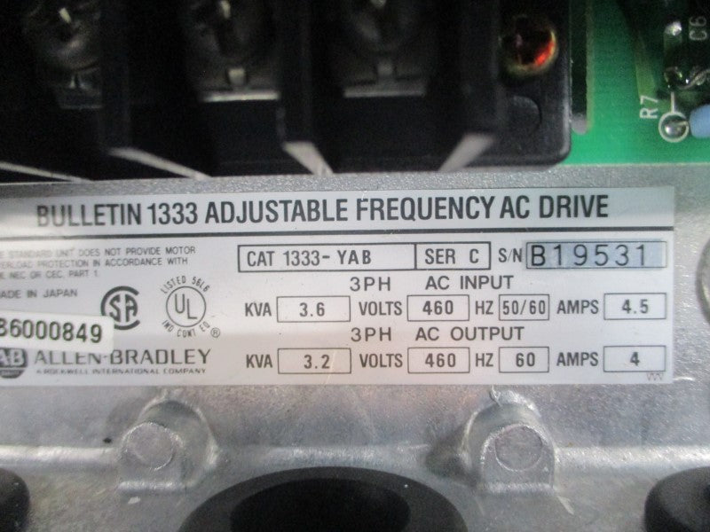 ALLEN BRADLEY 1333-YAB SER. C 460VAC 4/4.5A UNMP