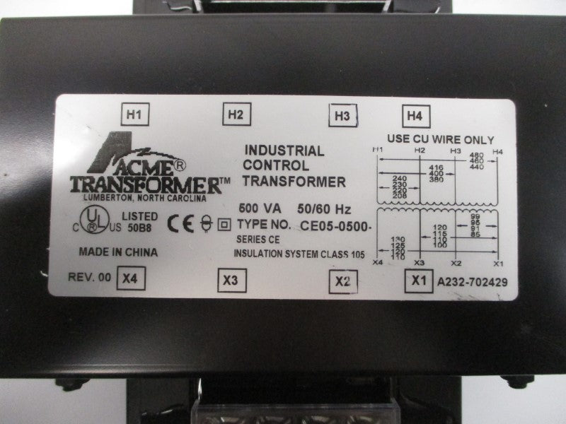ACME TRANSFORMER CE05-0500 SER. CE 240/480V NSMP