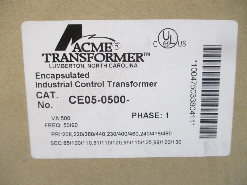 ACME TRANSFORMER CE05-0500 SER. CE 240/480V NSMP