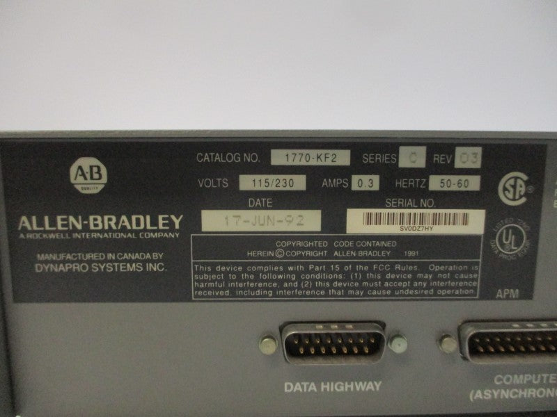 ALLEN BRADLEY 1770-KF2 SER. C 115/230V 0.3A REV. 03 UNMP