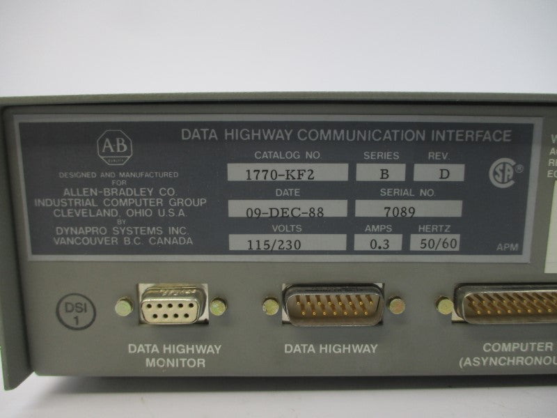 ALLEN BRADLEY 1770-KF2 SER. B 115/230V 0.3A REV. D UNMP