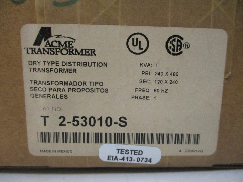 ACME TRANSFORMER T2-53010-S 240/480V NSFS