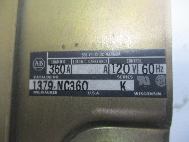 ALLEN BRADLEY 1379-NC360 SER. K 110/115-120V 360A UNMP