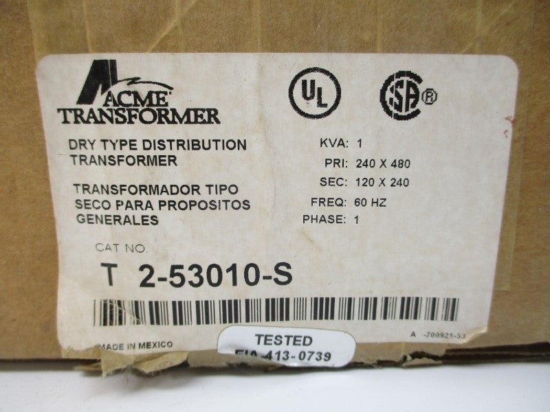 ACME TRANSFORMER T2-53010-S 240/480V NSMP