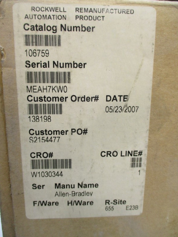 ALLEN BRADLEY 106759 230/460VAC 16A REV. 02 REMAN