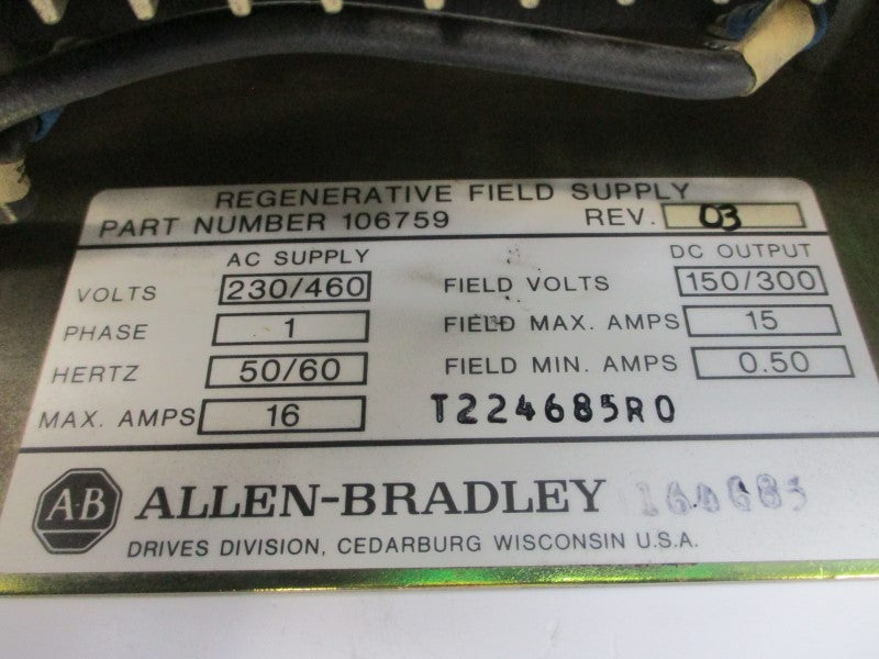 ALLEN BRADLEY 106759 230/460VAC 16A UNMP