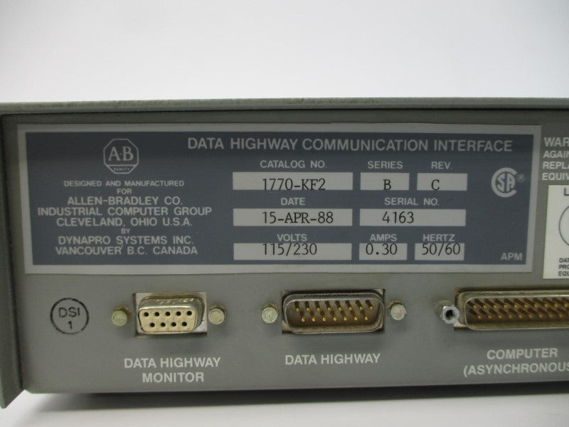 ALLEN BRADLEY 1770-KF2 SER. B 115/230V 0.30A REV. C UNMP
