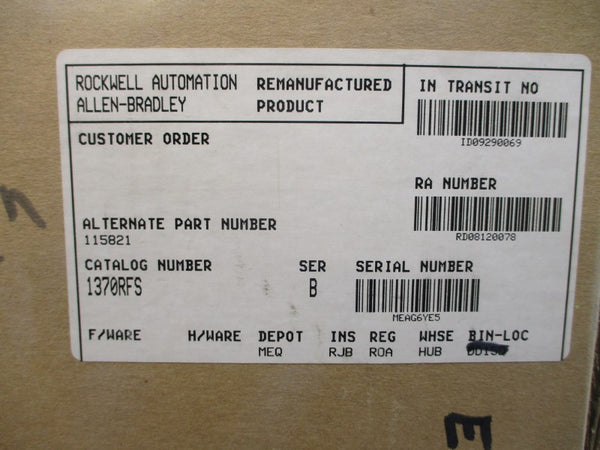 ALLEN BRADLEY 1370-RFS SER. B 230/460VAC 16A REMAN