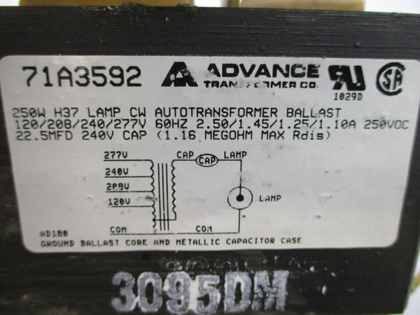 ADVANCE TRANSFORMER 71A3572-001D 277V 2.50A NSMP