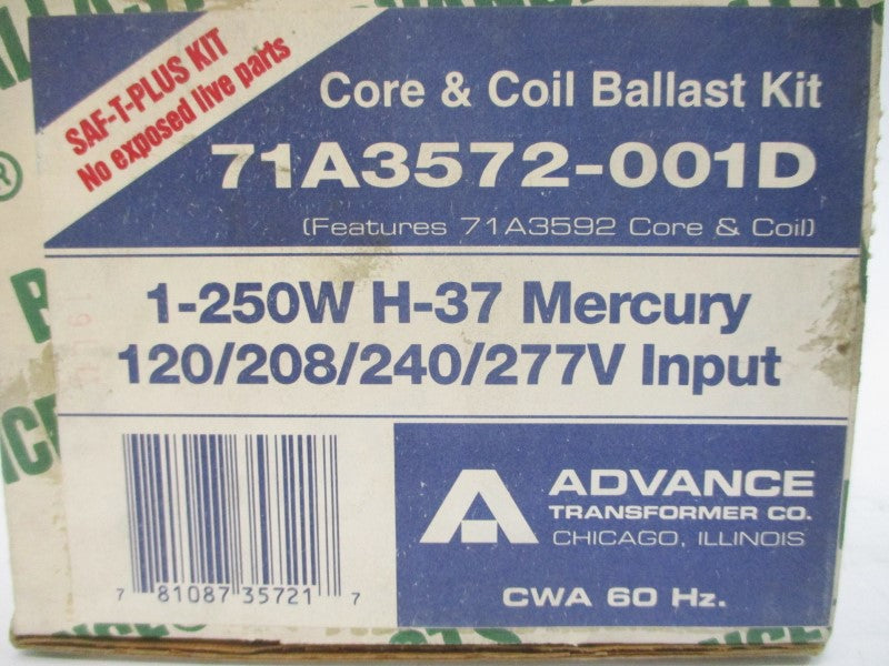 ADVANCE TRANSFORMER 71A3572-001D 277V 2.50A NSMP