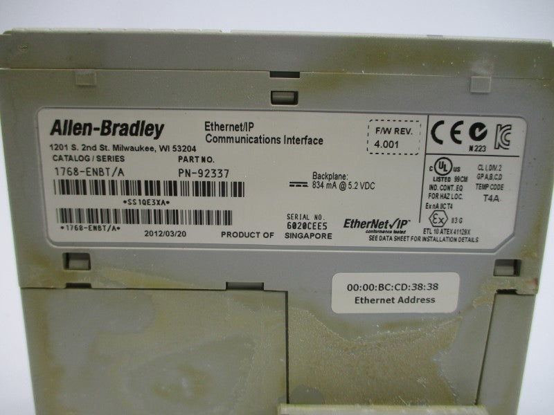 ALLEN BRADLEY 1768-ENBT SER. A F/W 4.001 5.2VDC UNMP