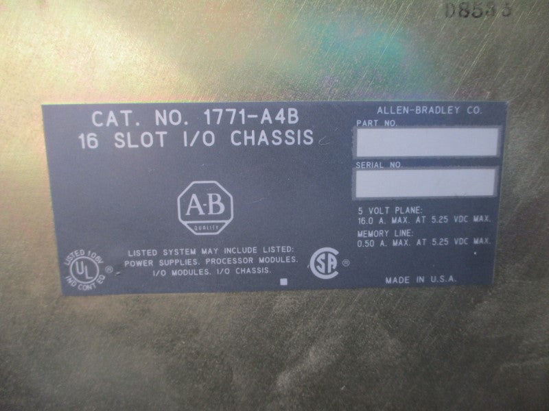 ALLEN BRADLEY 1771-A4B 5.25VDC 16.0A UNMP