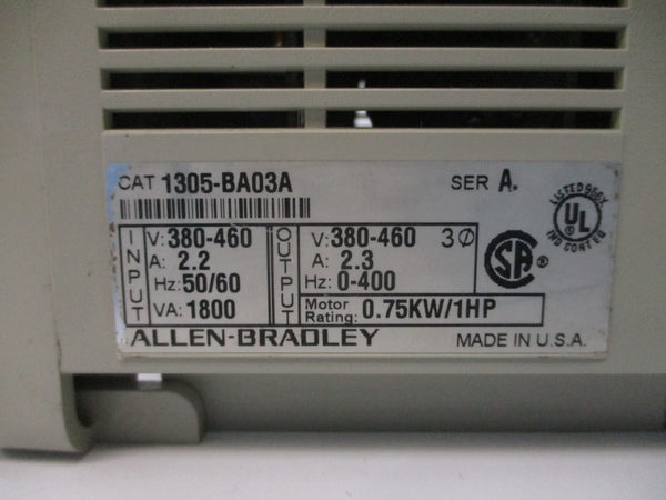 ALLEN BRADLEY 1305-BA03A SER. A 380-460V 2.2A (AS PICTURED) UNMP