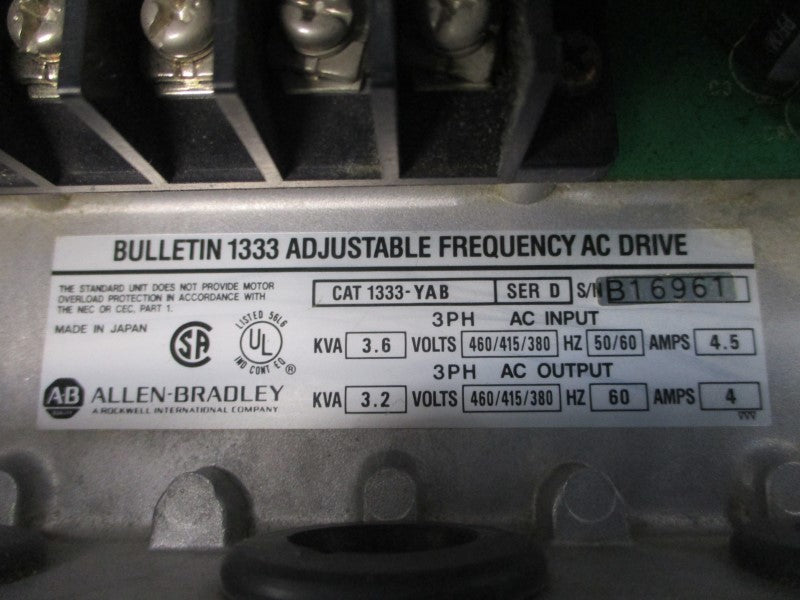 ALLEN BRADLEY 1333-YAB SER. D 380-460VAC 4.5A UNMP