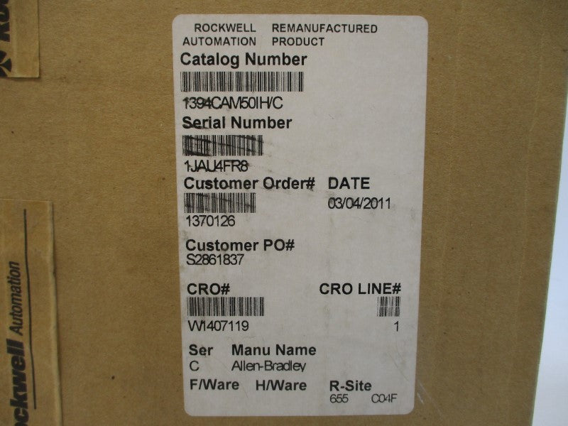 ALLEN BRADLEY 1394C-AM50-IH SER. C 310/390VAC 23.3/33.2A REV. 13 REMAN