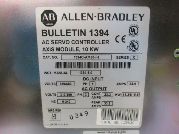 ALLEN BRADLEY 1394C-AM50-IH SER. C 310/390VAC 24.9A REV. 13 (BR/WH) NSMP