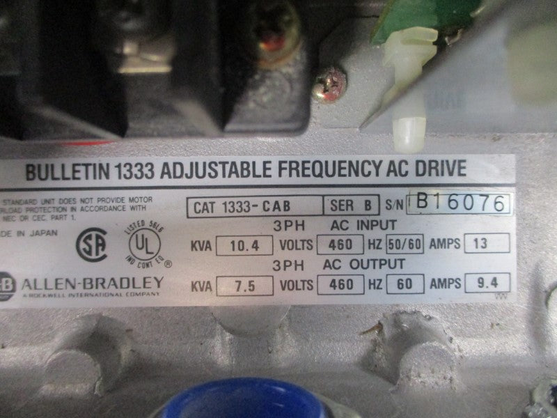ALLEN BRADLEY 1333-CAB SER. B 460VAC 13A UNMP