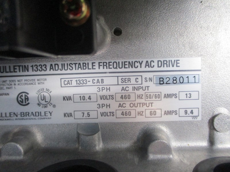 ALLEN BRADLEY 1333-CAB SER. C 460VAC 13A NSMP