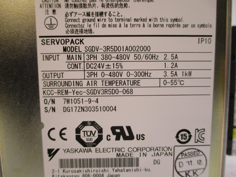 YASKAWA ELECTRIC SGDV-3R5D01A002000 380-480V 2.5A NSMP