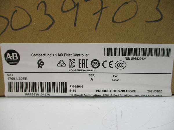 ALLEN BRADLEY 1769-L30ER SER. A F/W 1.002 DATE: 2021 NSFS
