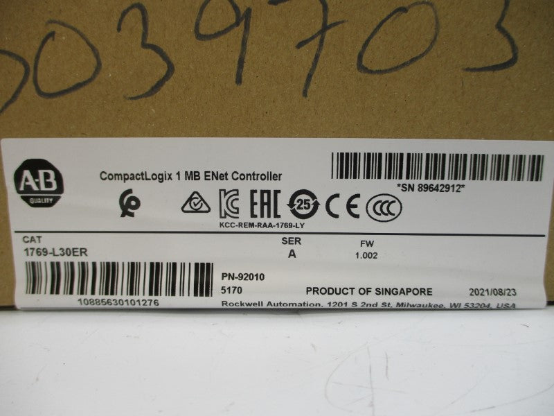 ALLEN BRADLEY 1769-L30ER SER. A F/W 1.002 DATE: 2021 NSFS