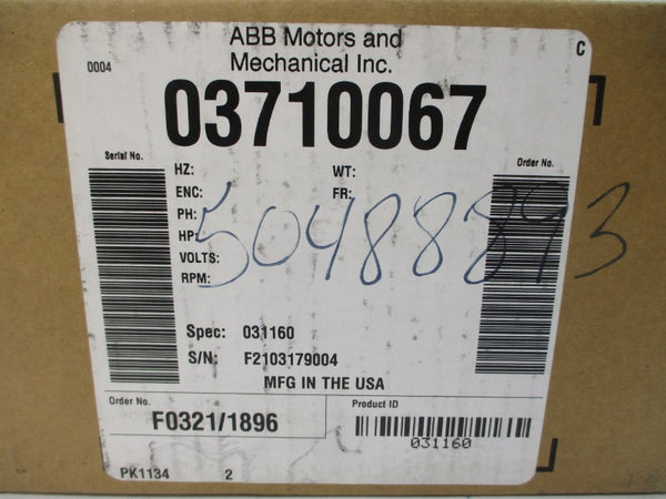 ABB MOTORS 03710067 0371160 NSFS