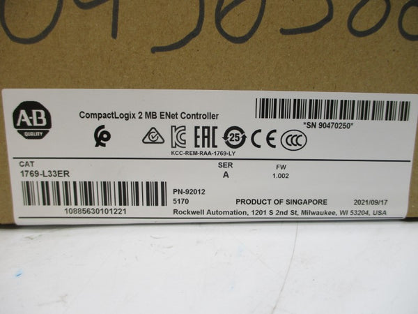 ALLEN BRADLEY 1769-L33ER SER. A F/W 1.002 DATE: 2021 NSFS