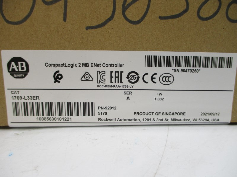ALLEN BRADLEY 1769-L33ER SER. A F/W 1.002 DATE: 2021 NSFS