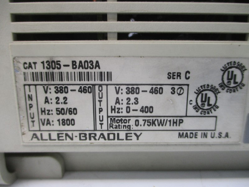 ALLEN BRADLEY 1305-BA03A SER. C 380-460V 2.2A UNMP