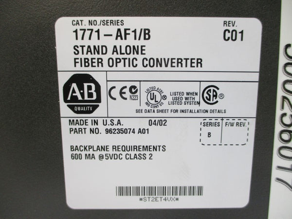 ALLEN BRADLEY 1771-AF1 SER. B 5VDC REV. C01 NSMP
