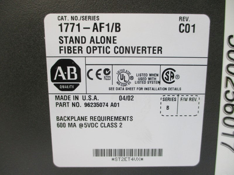 ALLEN BRADLEY 1771-AF1 SER. B 5VDC REV. C01 NSMP