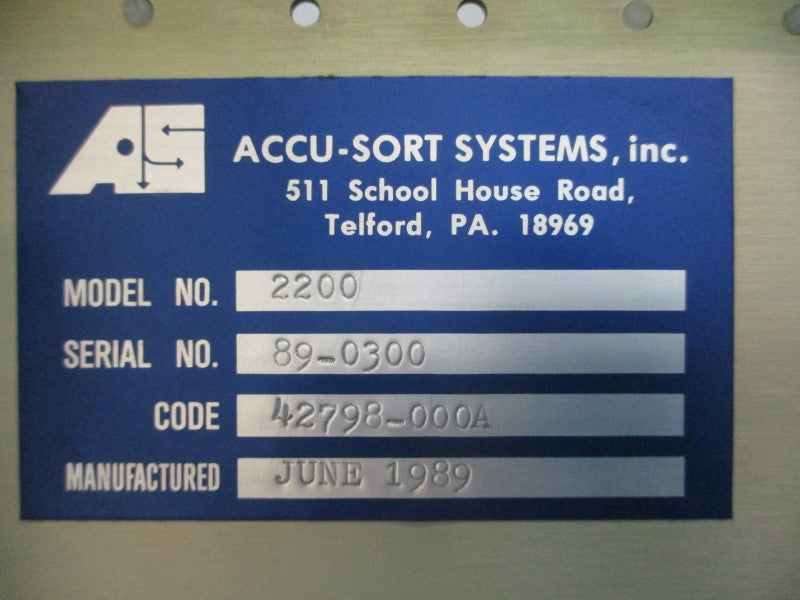 ACCU-SORT SYSTEMS 2200 UNMP